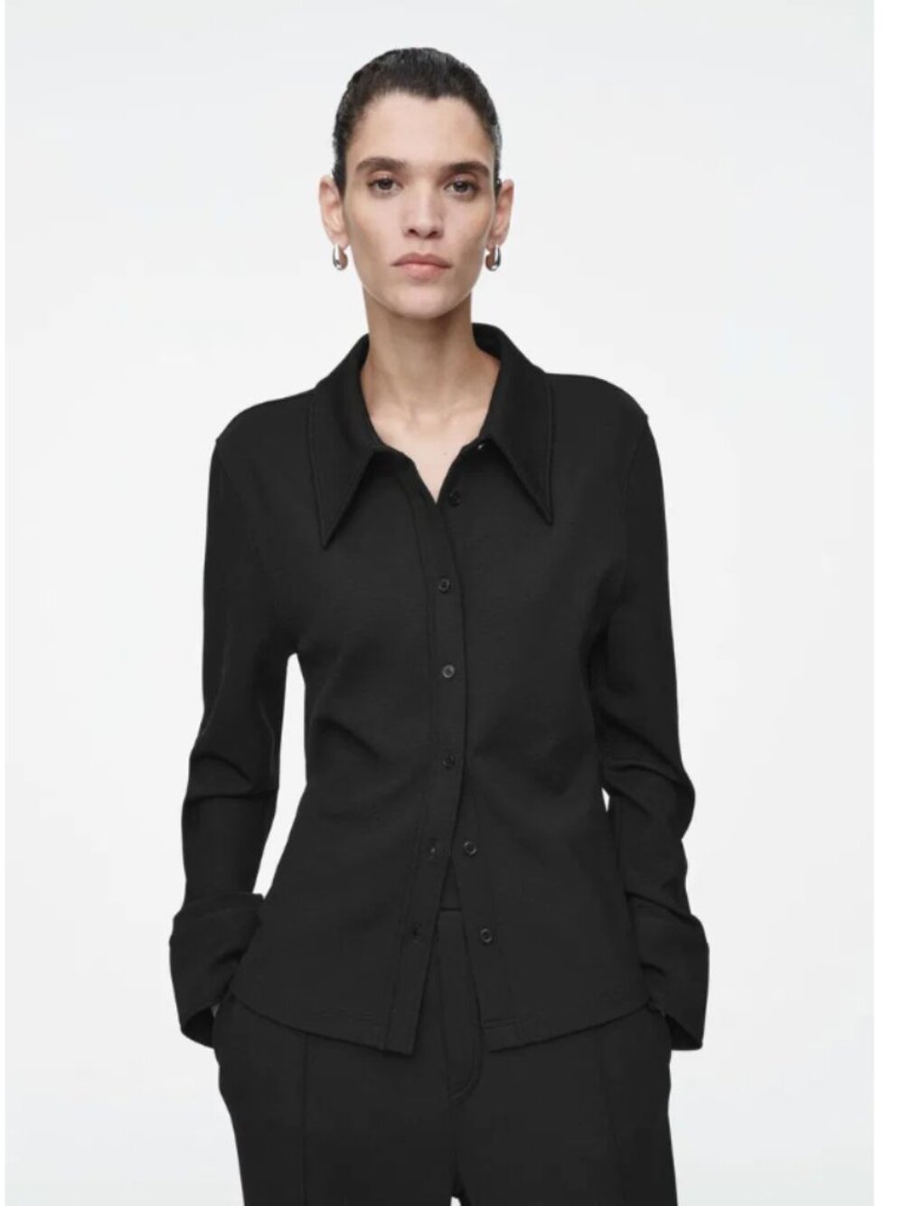 COS Black Button-Front Shirt - Tailored - Picture 2 of 9
